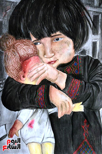 لوحة-طفلة-فلسطين-المصابة