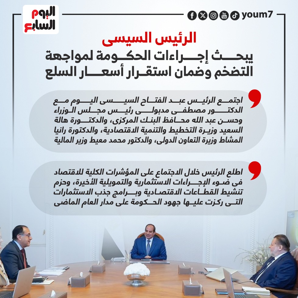 الرئيس السيسى يبحث إجراءات الحكومة لمواجهة التضخم وضمان استقرار أسعار السلع