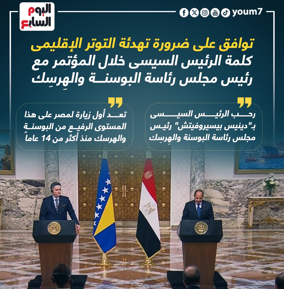كلمة الرئيس السيسى خلال المؤتمر مع رئيس مجلس رئاسة البوسنة والهِرسِك