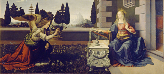 البشارة-عمل مشترك بين فروكيو وليوناردو وأضاف إليه فنان آخر لاحقاً