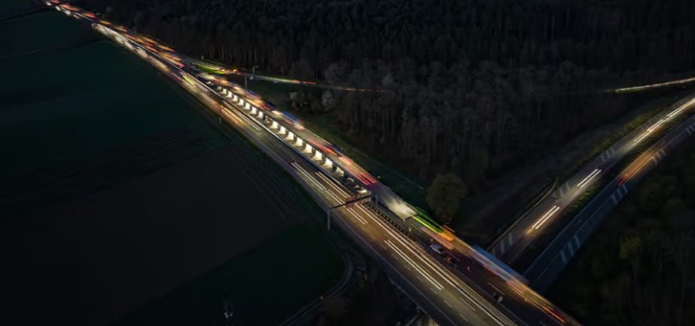 صورة جوية للجسر المتنقل في سويسرا