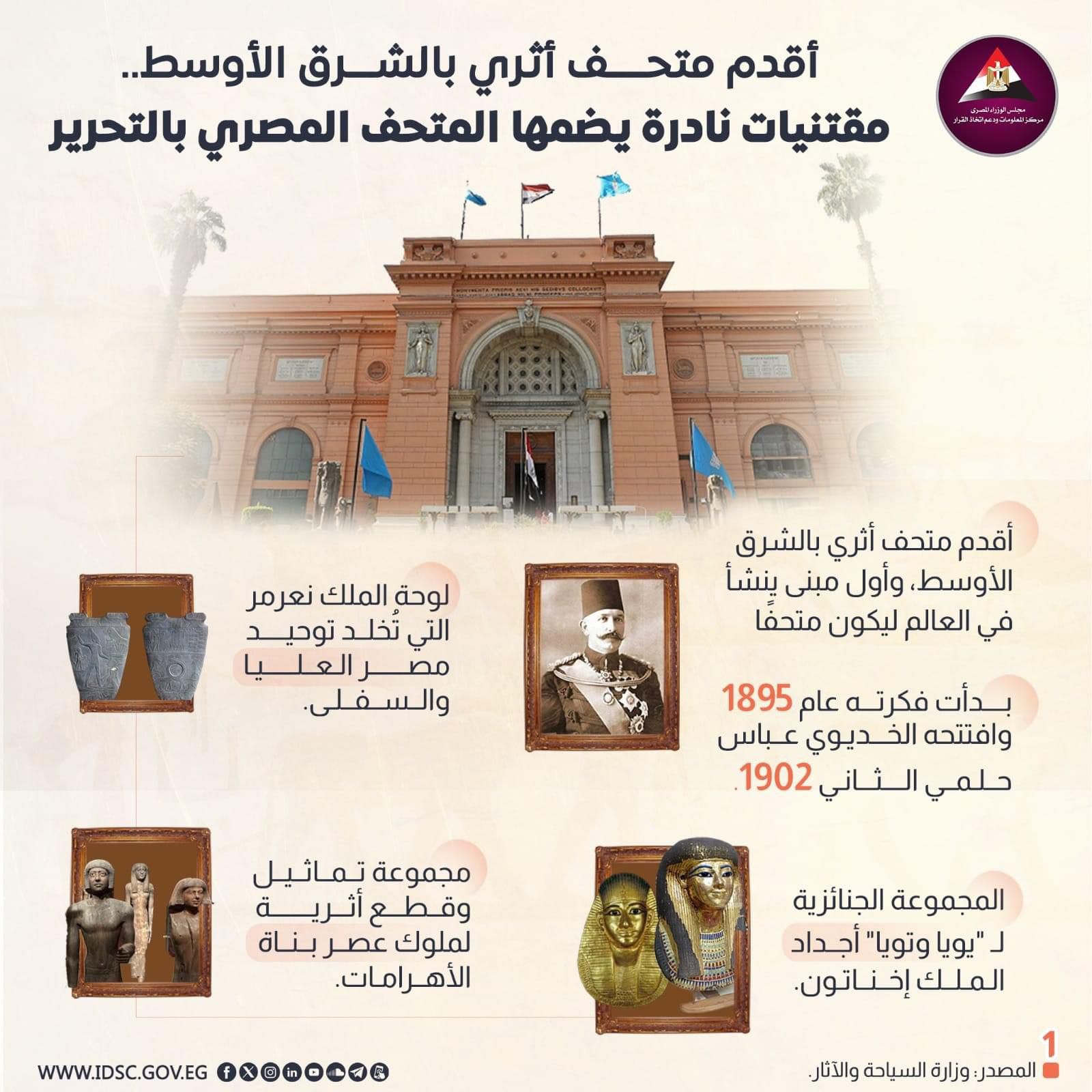 مقتنيات نادرة يضمها المتحف المصرى بالتحرير