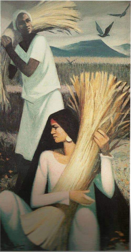 لوحة الحصاد حسين بيكار