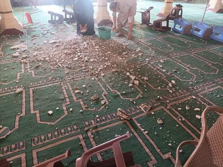سقوط جزء من سقف مسجد القعقاع بن عمرو التميمي