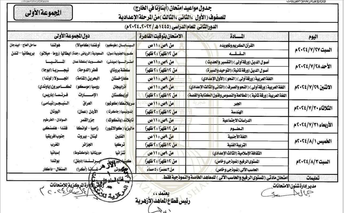 الاول و الثانى والثالى الاعدادي