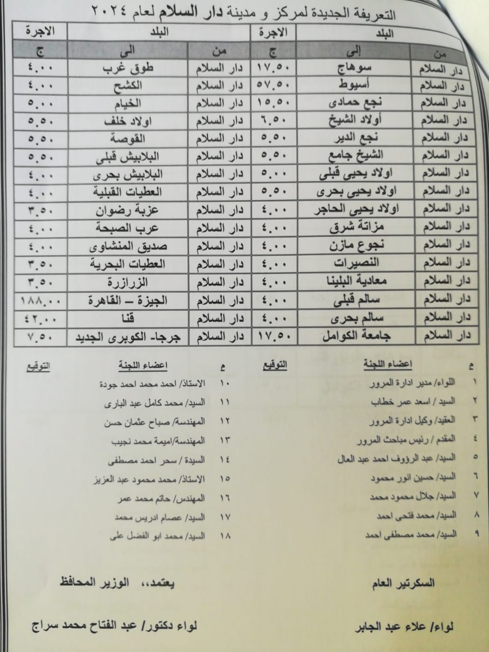 تعريفة الركوب لكافة الخطوط بمحافظة سوهاج (9)