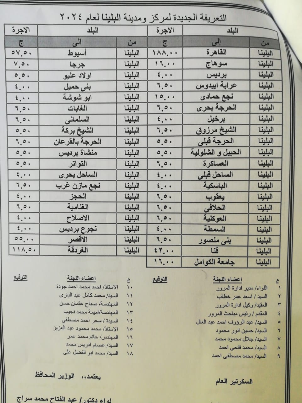 تعريفة الركوب لكافة الخطوط بمحافظة سوهاج (8)