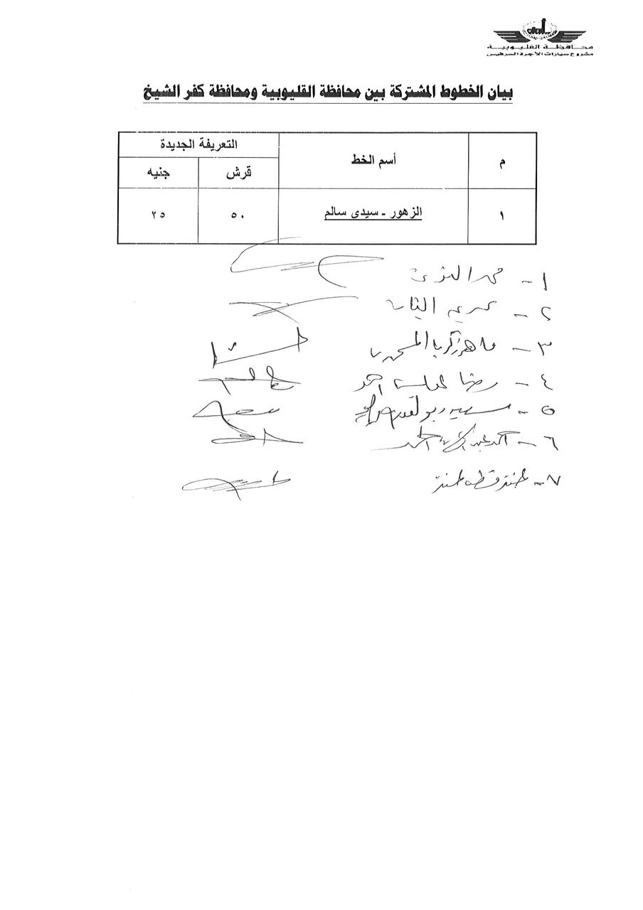 تعديل التعريفة الجديدة والمقررة لركوب سيارات الأجرة والسرفيس بالقليوبية  (7)