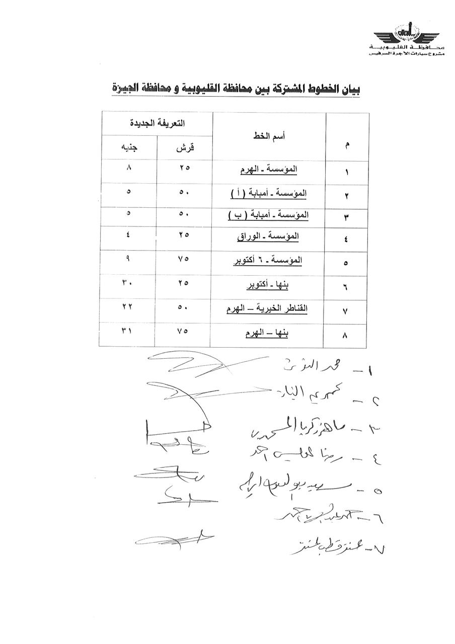 تعديل التعريفة الجديدة والمقررة لركوب سيارات الأجرة والسرفيس بالقليوبية  (14)