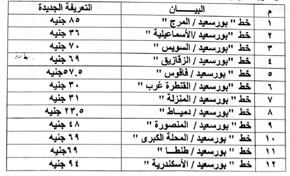 تعريفة جديدة