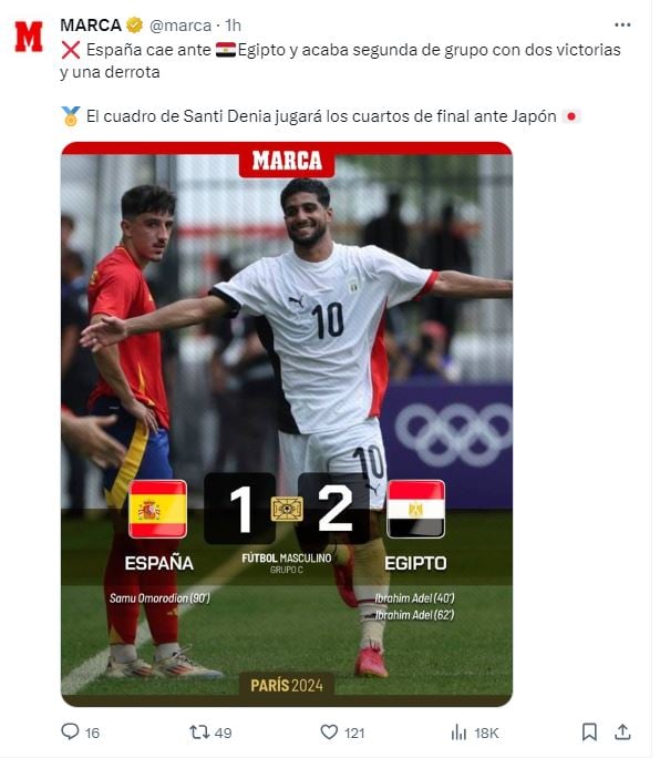 صحيفة ماركا بعد خسارة إسبانيا ضد مصر