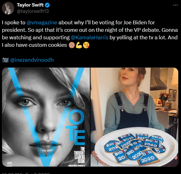 Swift endorses Biden