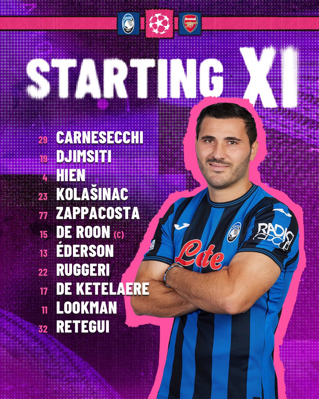 Atalanta lineup against Arsenal