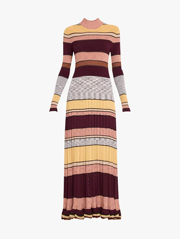 فستان شتوى طويل بألون متداخلة فستان شتوى طويل بألون متداخلة