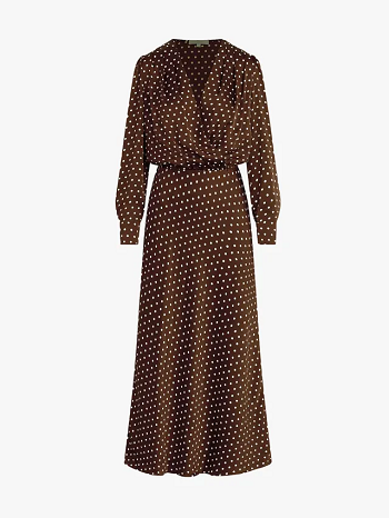 فستان بنى بنقاط بيضاء فستان بنى بدقة بيضاء