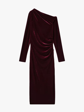 فستان عنابي سهرة لامع فستان عنابي سهرة لامع