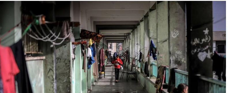 النازحون في إحدى المدارس في غزة