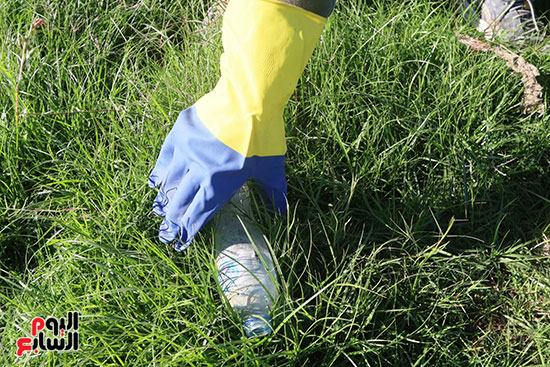 جمع زجاجات البلاستيك