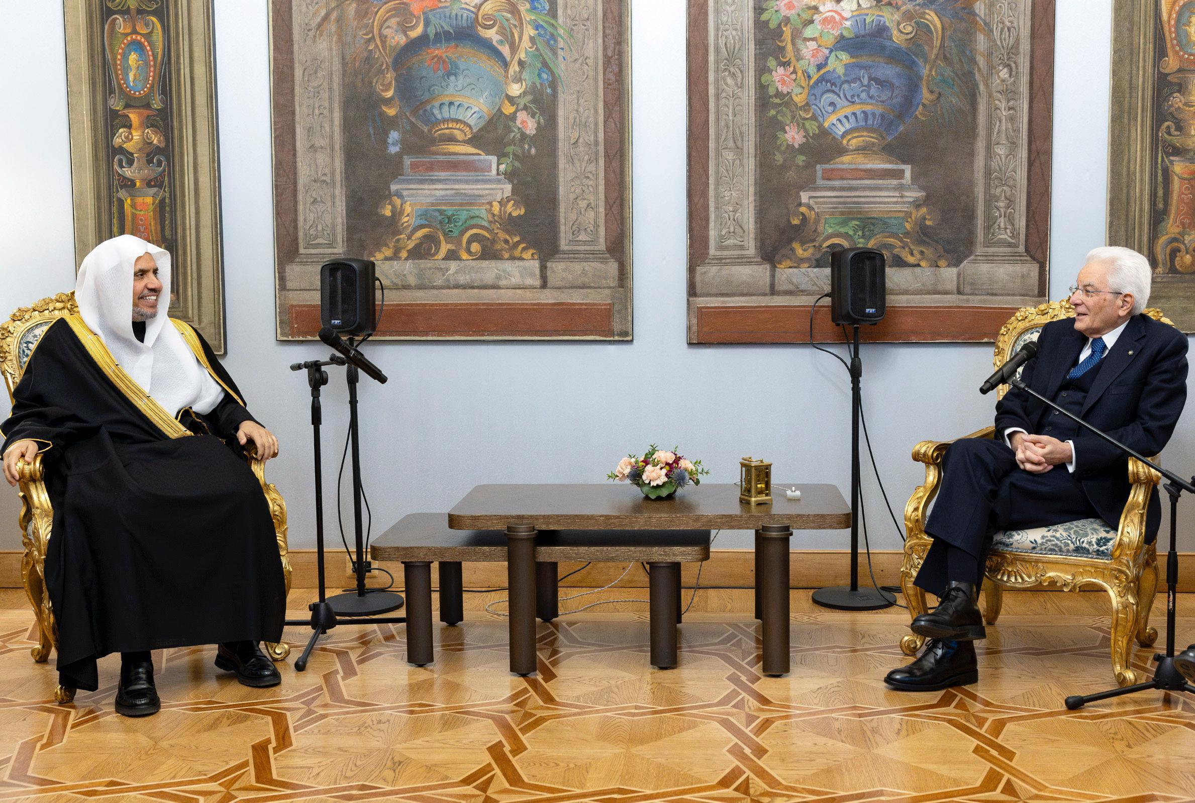 رئيس الجمهورية الإيطالية يستقبل الأمينَ العام لرابطة العالم الإسلامي