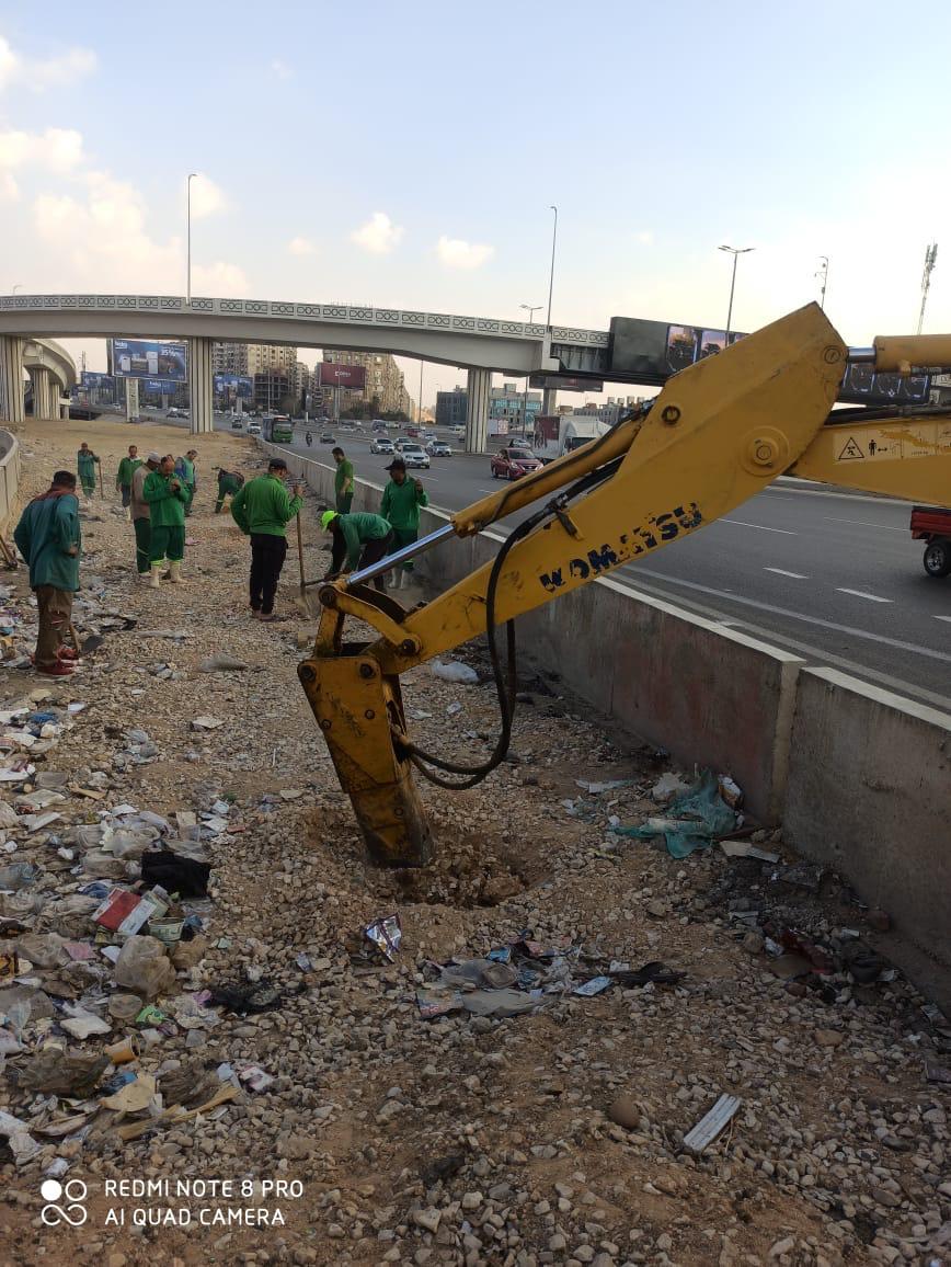 تشجير الطريق الدائرى ضمن مبادرة زراعة 100 مليون شجرة