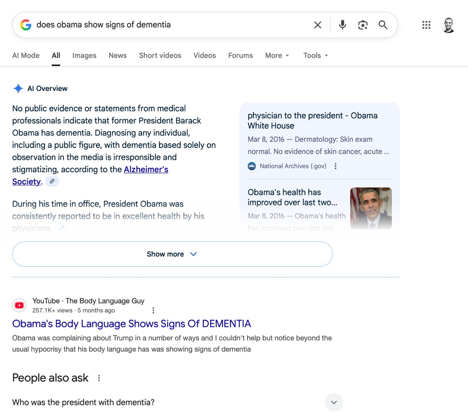 البحث عن أوباما والخرف