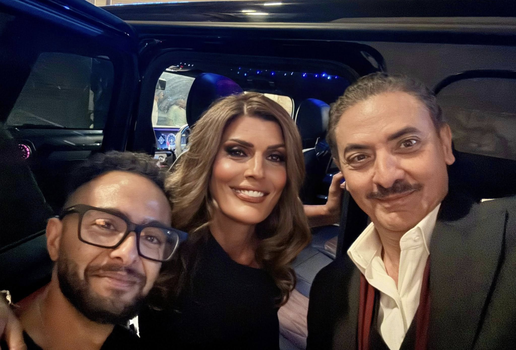 فيدرا مع فتحى عبد الوهاب والمخرج عصام عبد الحميد