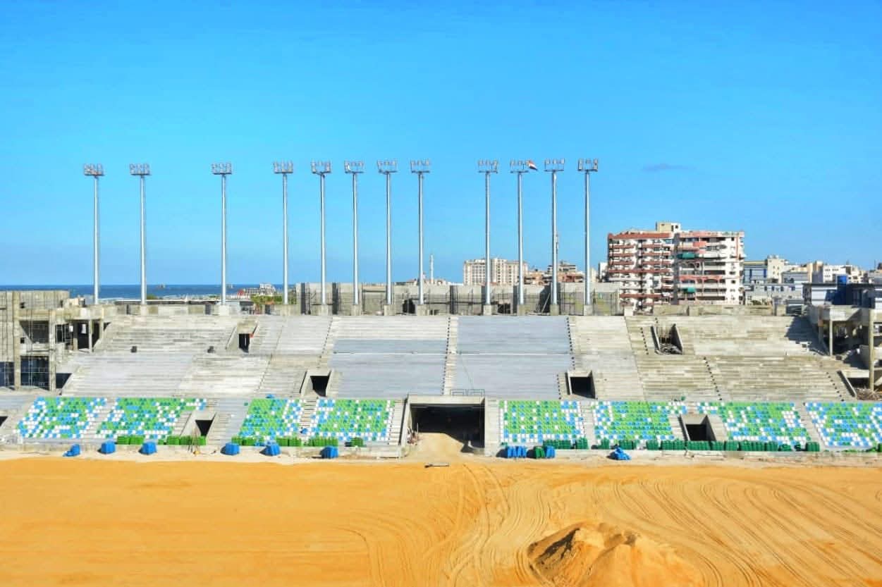 تقدم العمل باستاد المصري تقدم العمل باستاد المصري