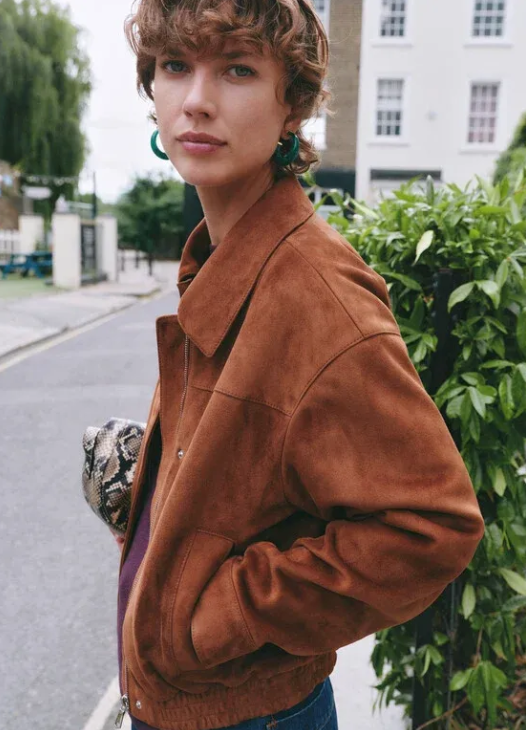 جاكت جلد سويدي