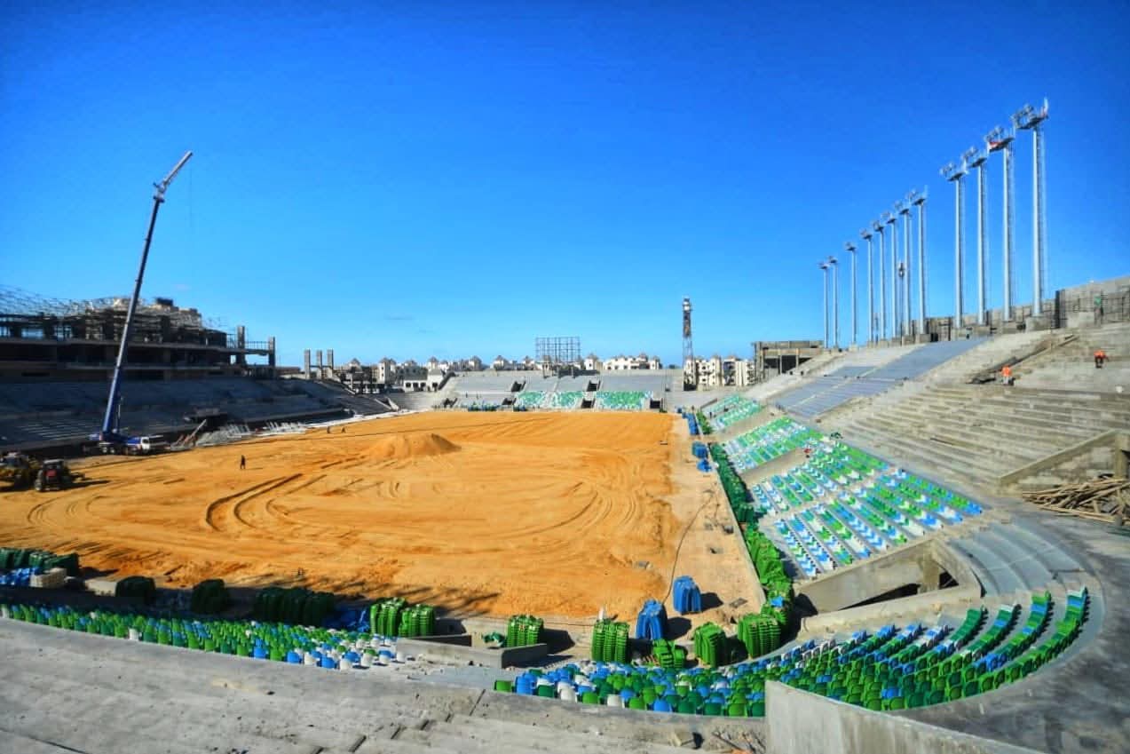 صور توضح حجم العمل باستاد المصري صور توضح حجم العمل باستاد المصري