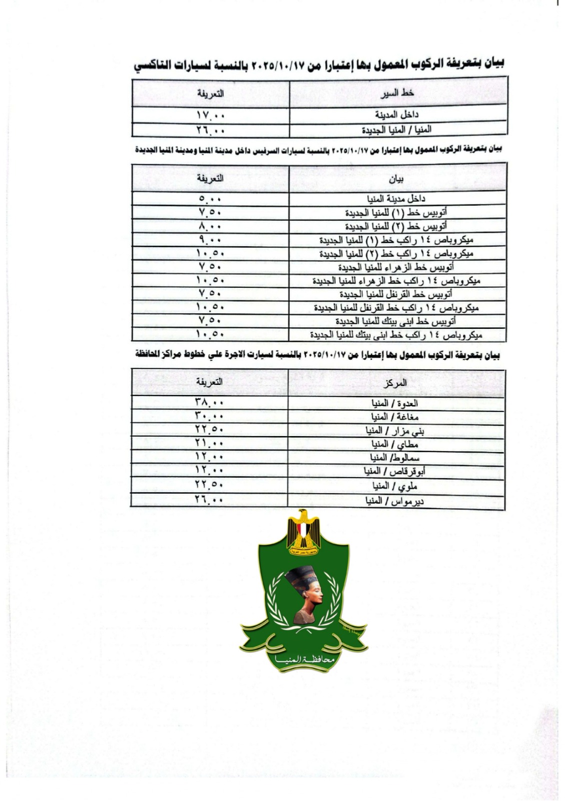 تعريفة الركوب الجديدة (1)