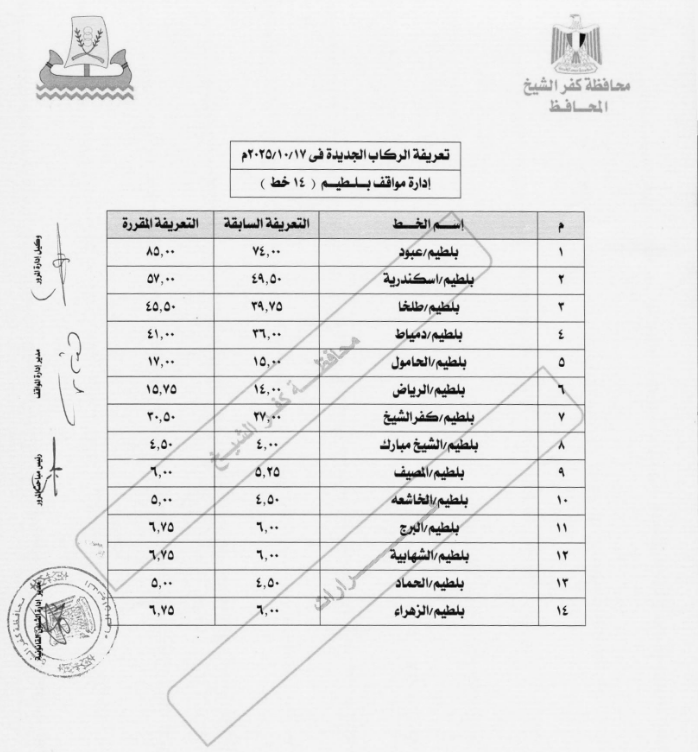 تعريفة موقف بلطيم