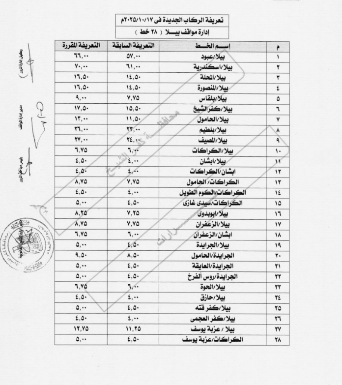 تعريفة موقف بيلا