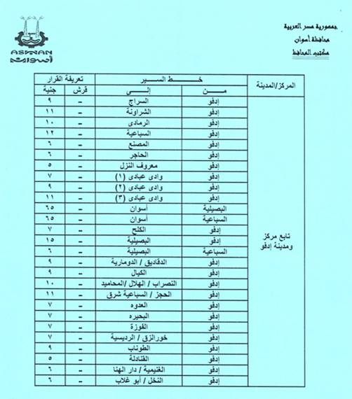 تعريفة الركوب الجديدة فى أسوان (5)