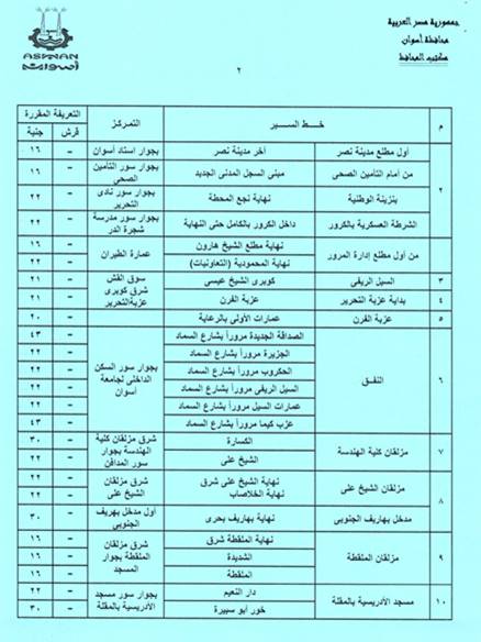 تعريفة الركوب الجديدة فى أسوان (16)