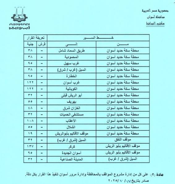 تعريفة الركوب الجديدة فى أسوان (12)