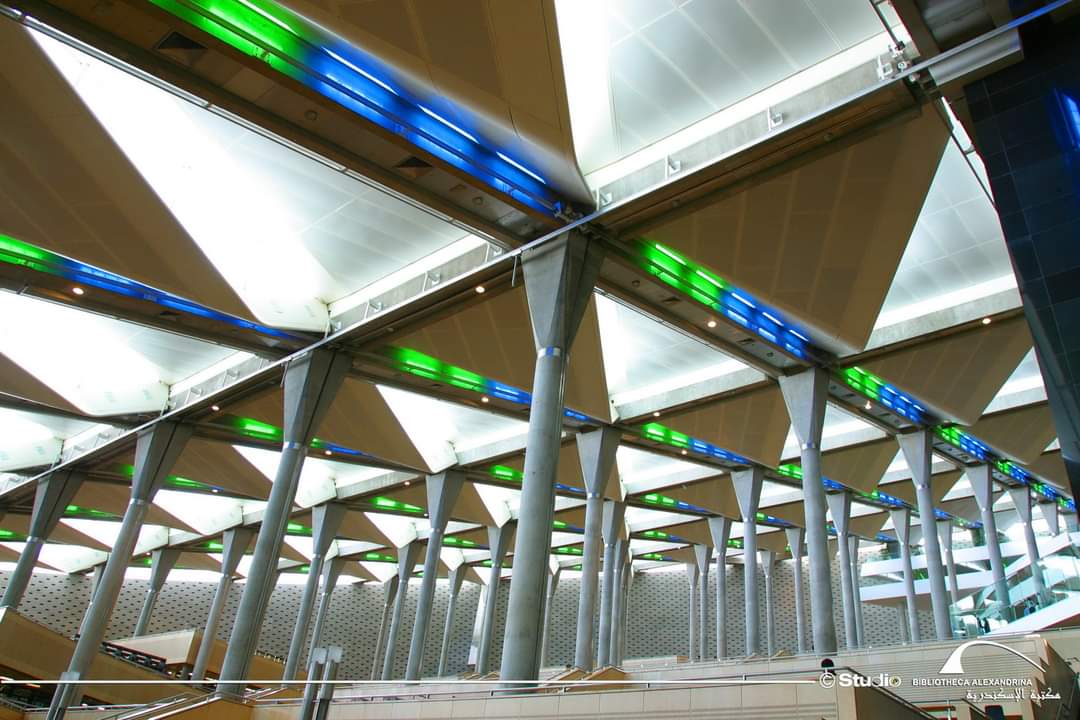الاضاءة بمكتبة الاسكندرية الاضاءة بمكتبة الاسكندرية