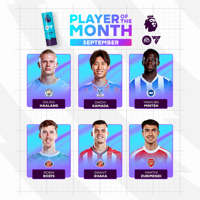 قائمة المرشحين لجائزة أفضل لاعب في شهر سبتمبر بالدوري الإنجليزي