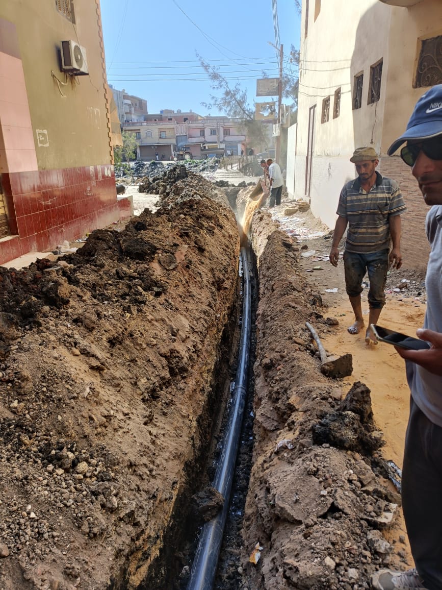 تغيير خط مياه الشرب بقرية دمرو بسيدي سالم