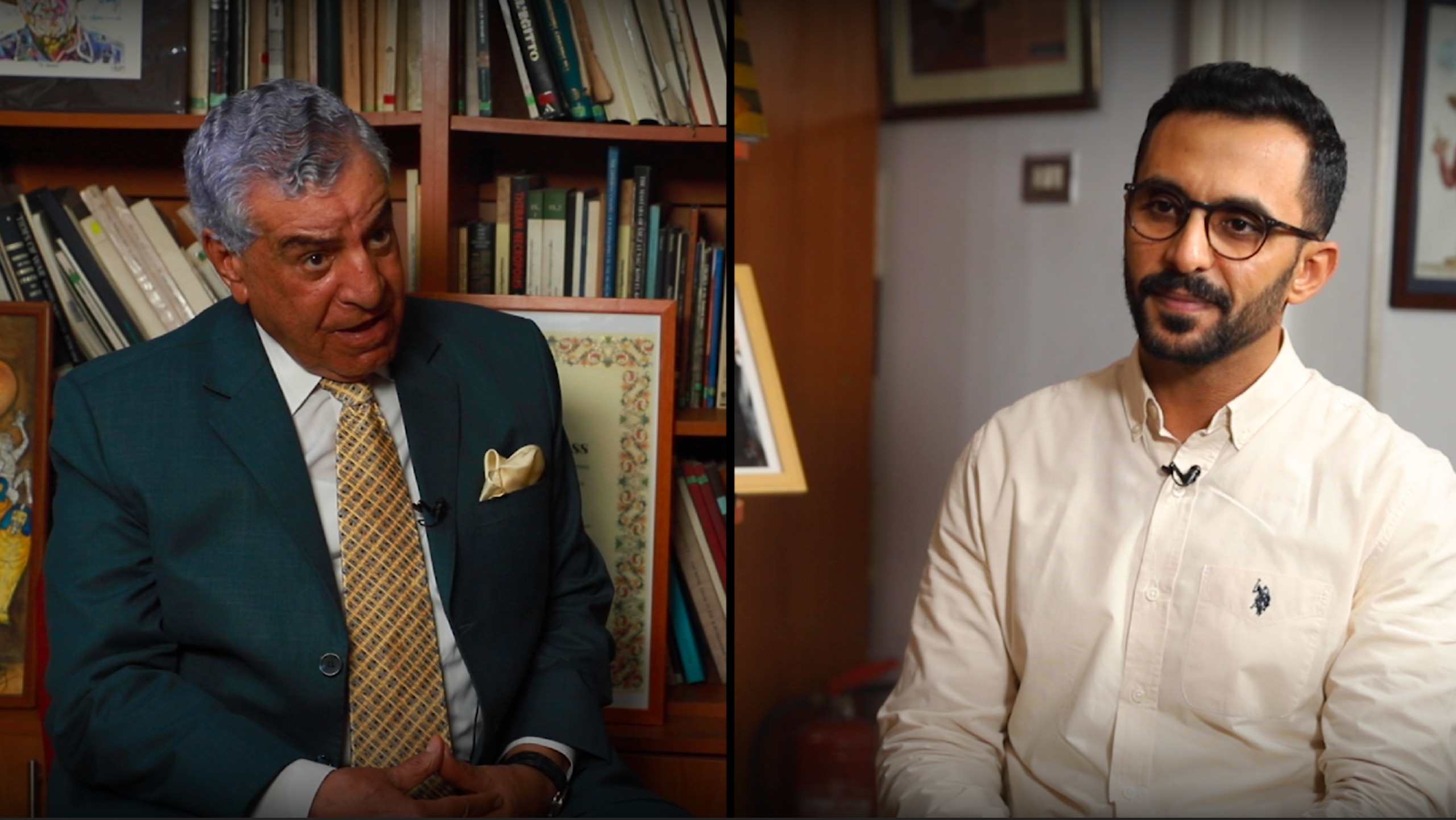 الدكتور زاهي حواس والزميل محمد أسعد خلال اللقاء  (2)