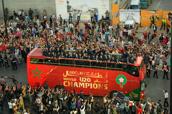 لاعبى منتخب المغرب فى شوارع الرباط