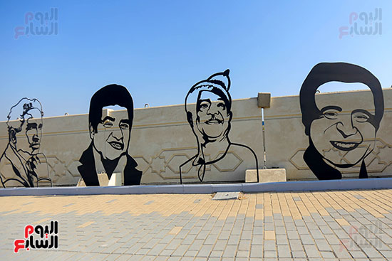 رموز مصر على جدران الطريق للمتحف المصرى الكبير رموز مصر على جدران الطريق للمتحف المصرى الكبير