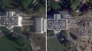 صورة جوية للجناح الشرقي قبل وبعد اعمال الهدم