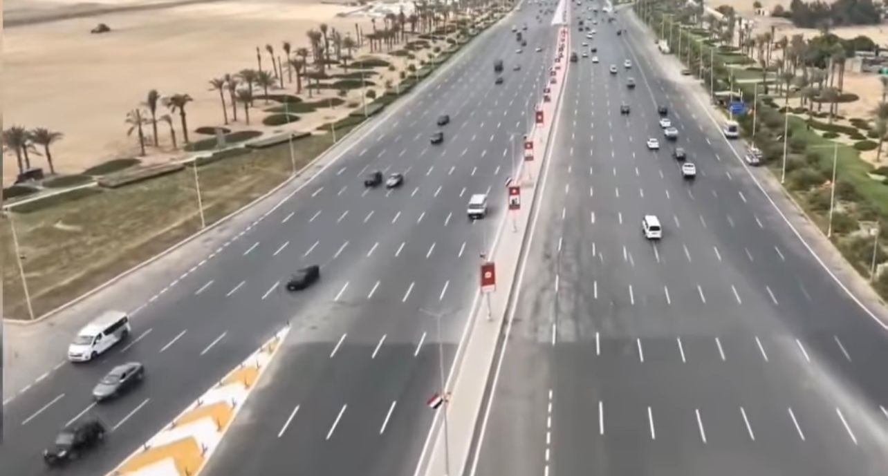 طريق الفيوم بعد اعمال التطوير والتجميل