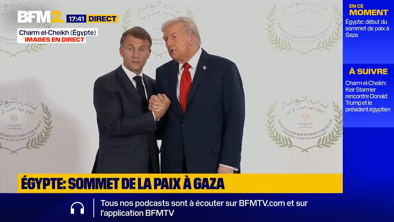 مصافحة غريبة بين ترامب وماكرون في قمة شرم الشيخ مصافحة غريبة بين ترامب وماكرون في قمة شرم الشيخ