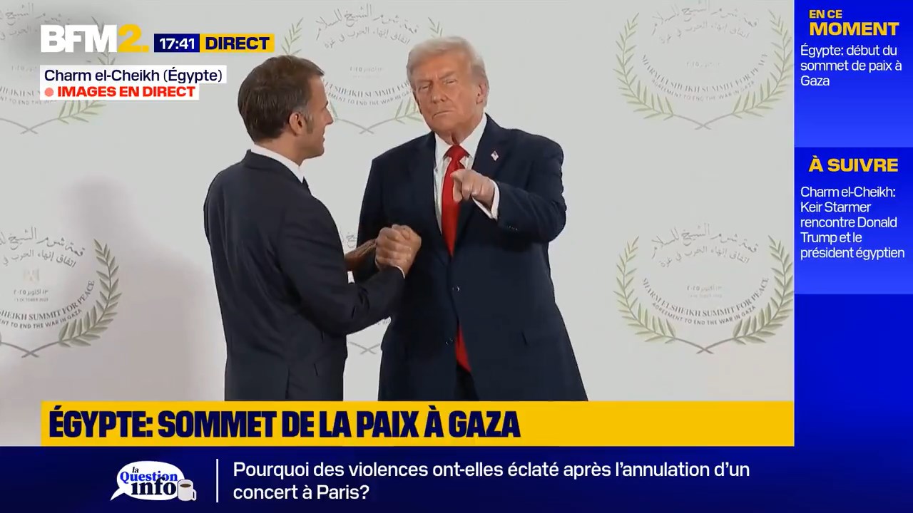 ماكرون يحاول تخليص يده من قبضة ترامب ماكرون يحاول تخليص يده من قبضة ترامب