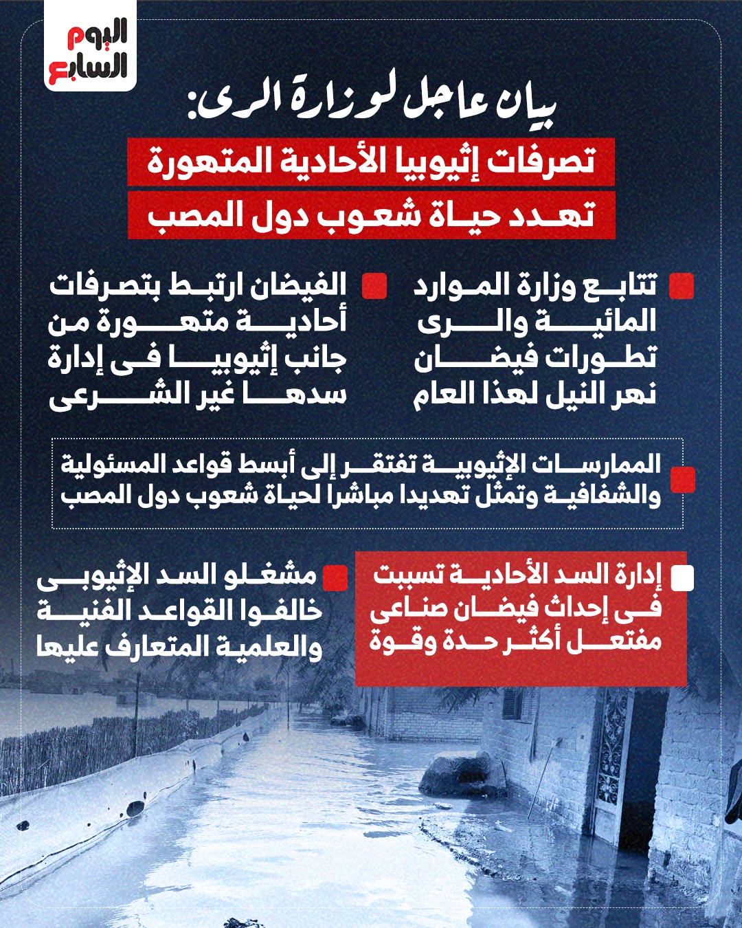 تصرفات إثيوبيا الأحادية المتهورة تهدد حياة شعوب دول المصب