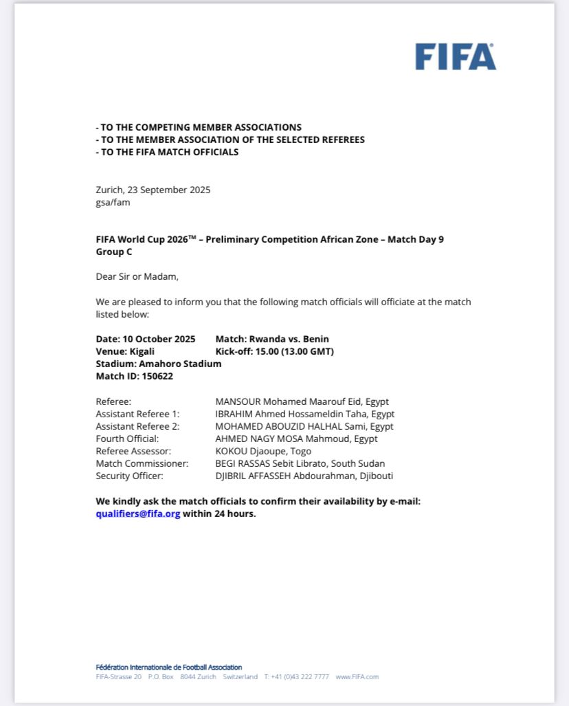 تعيين طاقم حكام مصري