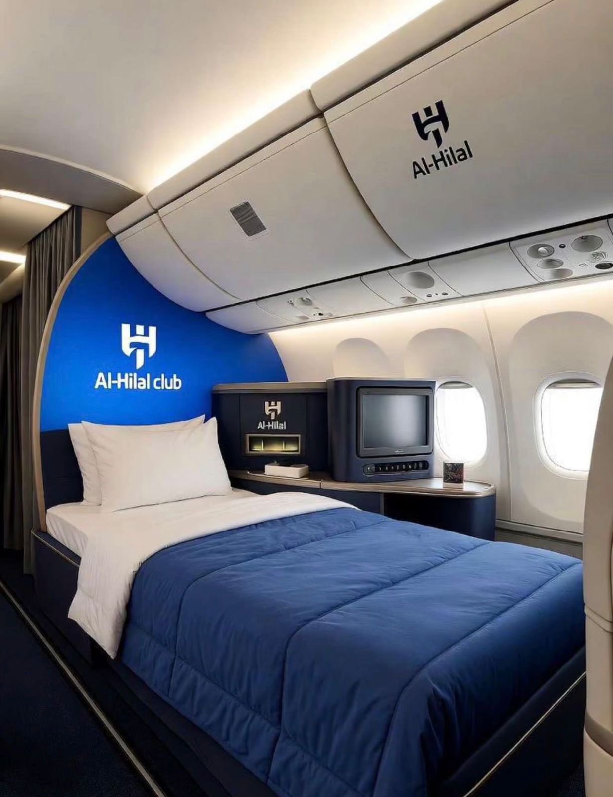 سرير في طائرة الهلال السعودي