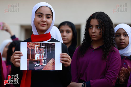 احتفالات الطلاب بالمتحف المصرى خلال طابور الصباح (10)