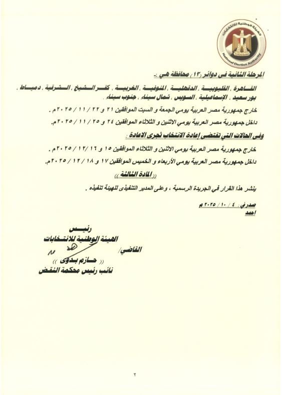 الجدول الزمني لانتخابات مجلس النواب 2025 (3)